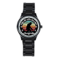 Monster Yeti Social Distance Monkey Stainless Steel Round Watch by Cendanart