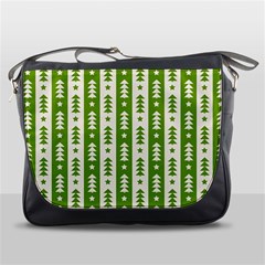 Christmas Green Tree Background Messenger Bag by Cendanart