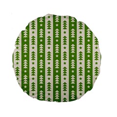 Christmas Green Tree Background Standard 15  Premium Round Cushions by Cendanart