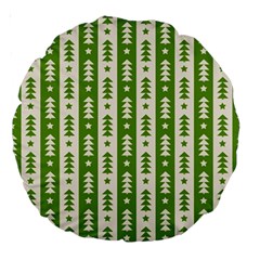 Christmas Green Tree Background Large 18  Premium Round Cushions by Cendanart