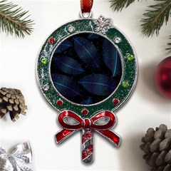 Leaves Nature Metal X mas Lollipop With Crystal Ornament by Cendanart