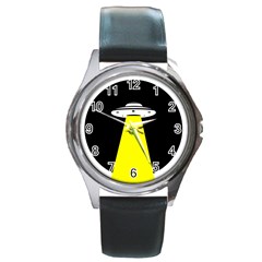 Ufo Flying Saucer Extraterrestrial Round Metal Watch by Cendanart