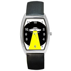 Ufo Flying Saucer Extraterrestrial Barrel Style Metal Watch by Cendanart