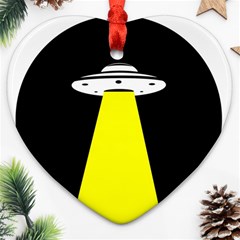 Ufo Flying Saucer Extraterrestrial Heart Ornament (two Sides) by Cendanart