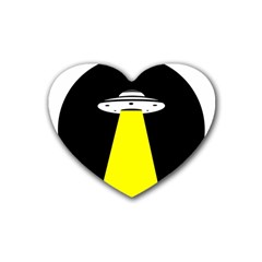 Ufo Flying Saucer Extraterrestrial Rubber Coaster (heart) by Cendanart