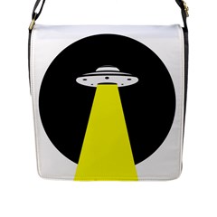 Ufo Flying Saucer Extraterrestrial Flap Closure Messenger Bag (l) by Cendanart