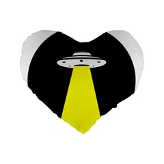 Ufo Flying Saucer Extraterrestrial Standard 16  Premium Flano Heart Shape Cushions by Cendanart