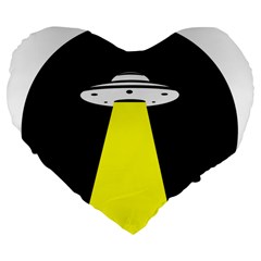 Ufo Flying Saucer Extraterrestrial Large 19  Premium Flano Heart Shape Cushions by Cendanart