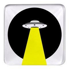 Ufo Flying Saucer Extraterrestrial Square Glass Fridge Magnet (4 Pack) by Cendanart