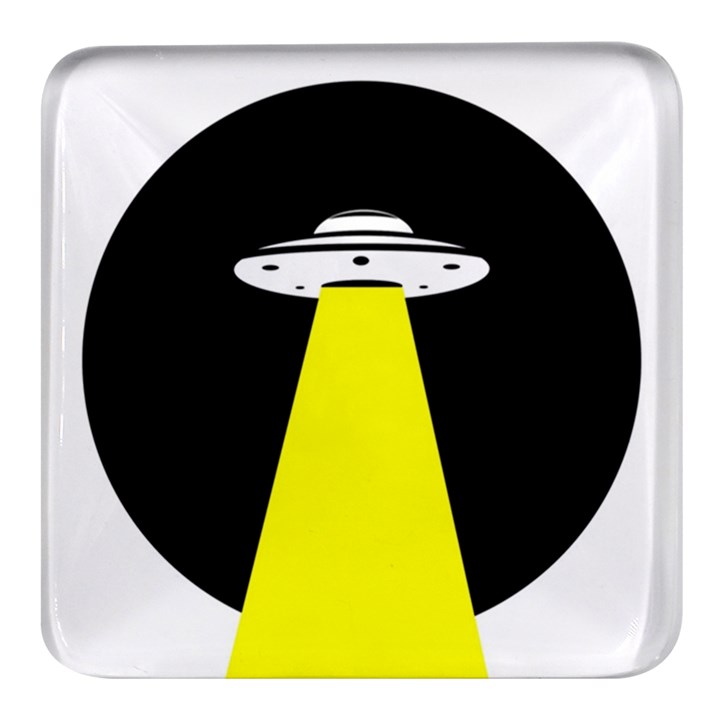 Ufo Flying Saucer Extraterrestrial Square Glass Fridge Magnet (4 pack)