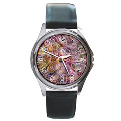 Abstract Flow Vi Round Metal Watch by kaleidomarblingart