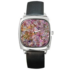 Abstract Flow Vi Square Metal Watch by kaleidomarblingart