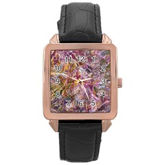 Abstract Flow Vi Rose Gold Leather Watch  by kaleidomarblingart