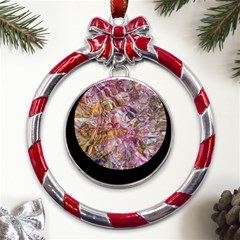 Abstract Flow Vi Metal Red Ribbon Round Ornament by kaleidomarblingart