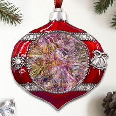 Abstract Flow Vi Metal Snowflake And Bell Red Ornament by kaleidomarblingart