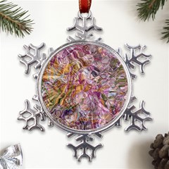 Abstract Flow Vi Metal Large Snowflake Ornament by kaleidomarblingart