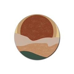 Sunrise Sunset Desert Wall Art Rubber Round Coaster (4 Pack) by Bedest