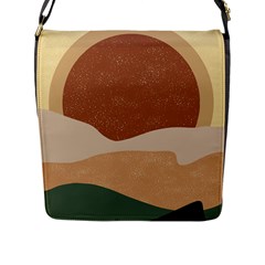 Sunrise Sunset Desert Wall Art Flap Closure Messenger Bag (l) by Bedest