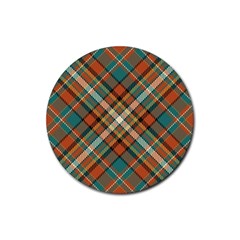 Tartan Scotland Seamless Plaid Pattern Vector Retro Background Fabric Vintage Check Color Square Geo Rubber Coaster (round) by Ket1n9