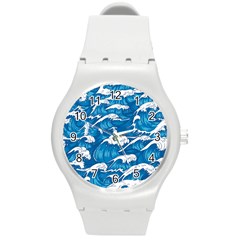 Seamless Pattern With Colorful Bush Roses Round Plastic Sport Watch (m) by Ket1n9