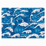 Storm Waves Seamless Pattern Raging Ocean Water Sea Wave Vintage Japanese Storms Print Illustration Large Glasses Cloth (2 Sides) Front