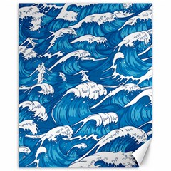 Storm Waves Seamless Pattern Raging Ocean Water Sea Wave Vintage Japanese Storms Print Illustration Canvas 11  X 14  by Ket1n9