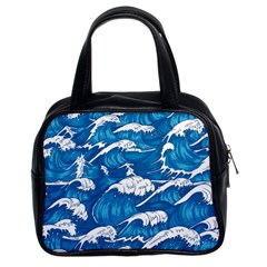 Storm Waves Seamless Pattern Raging Ocean Water Sea Wave Vintage Japanese Storms Print Illustration Classic Handbag (two Sides) by Ket1n9