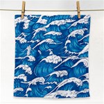 Storm Waves Seamless Pattern Raging Ocean Water Sea Wave Vintage Japanese Storms Print Illustration Face Towel Front