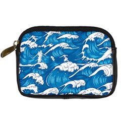 Storm Waves Seamless Pattern Raging Ocean Water Sea Wave Vintage Japanese Storms Print Illustration Digital Camera Leather Case by Ket1n9