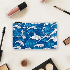 Storm Waves Seamless Pattern Raging Ocean Water Sea Wave Vintage Japanese Storms Print Illustration Cosmetic Bag (small) by Ket1n9