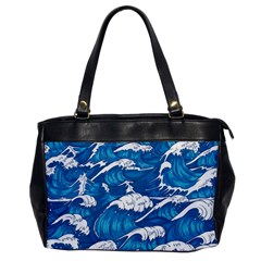 Storm Waves Seamless Pattern Raging Ocean Water Sea Wave Vintage Japanese Storms Print Illustration Oversize Office Handbag by Ket1n9