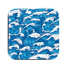 Storm Waves Seamless Pattern Raging Ocean Water Sea Wave Vintage Japanese Storms Print Illustration Square Metal Box (black) by Ket1n9