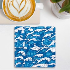 Storm Waves Seamless Pattern Raging Ocean Water Sea Wave Vintage Japanese Storms Print Illustration Uv Print Square Tile Coaster  by Ket1n9