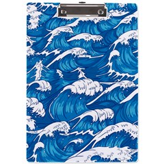 Storm Waves Seamless Pattern Raging Ocean Water Sea Wave Vintage Japanese Storms Print Illustration A4 Acrylic Clipboard by Ket1n9