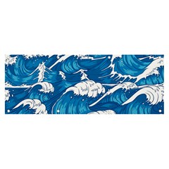 Storm Waves Seamless Pattern Raging Ocean Water Sea Wave Vintage Japanese Storms Print Illustration Banner And Sign 8  X 3  by Ket1n9