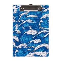 Storm Waves Seamless Pattern Raging Ocean Water Sea Wave Vintage Japanese Storms Print Illustration A5 Acrylic Clipboard by Ket1n9