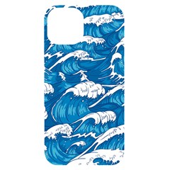 Storm Waves Seamless Pattern Raging Ocean Water Sea Wave Vintage Japanese Storms Print Illustration Iphone 14 Black Uv Print Case by Ket1n9