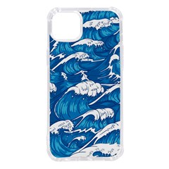 Storm Waves Seamless Pattern Raging Ocean Water Sea Wave Vintage Japanese Storms Print Illustration Iphone 14 Plus Tpu Uv Print Case by Ket1n9