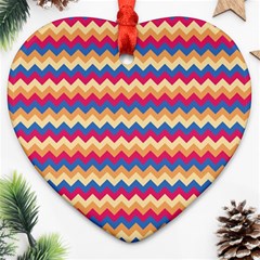 Zigzag Pattern Seamless Zig Zag Background Color Heart Ornament (two Sides) by Ket1n9