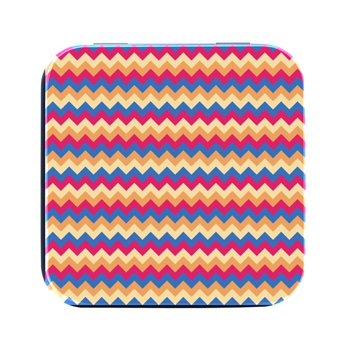 Zigzag Pattern Seamless Zig Zag Background Color Square Metal Box (Black)