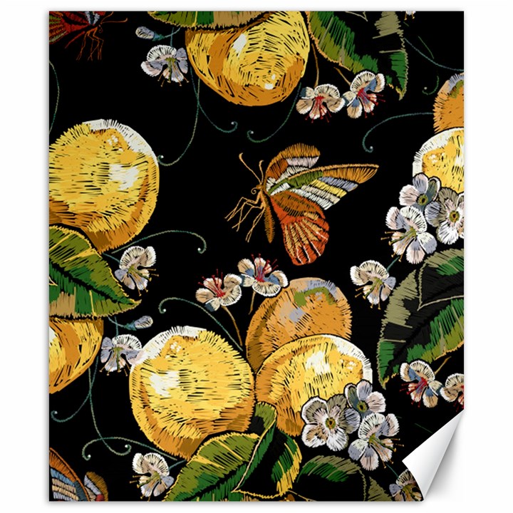 Embroidery Blossoming Lemons Butterfly Seamless Pattern Canvas 20  x 24 