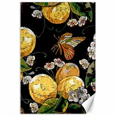 Embroidery Blossoming Lemons Butterfly Seamless Pattern Canvas 24  X 36  by Ket1n9