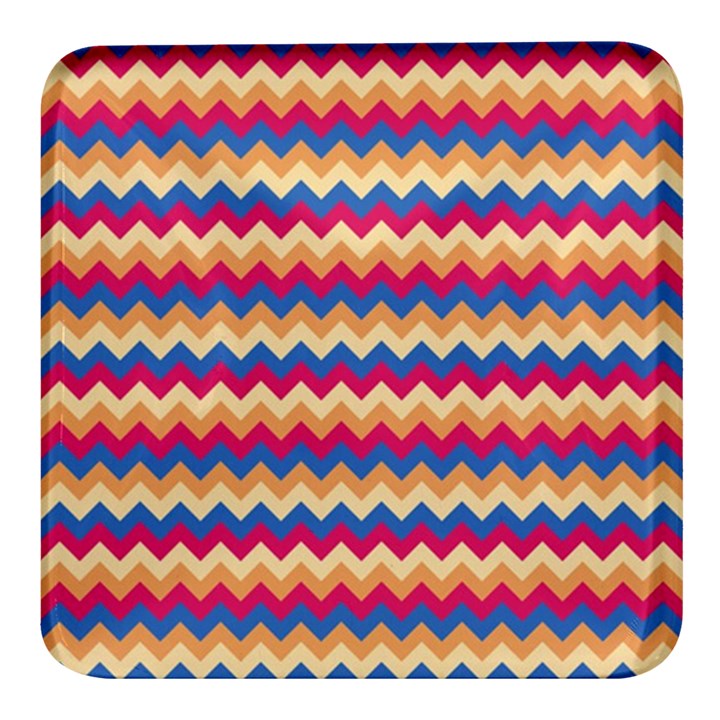 Zigzag Pattern Seamless Zig Zag Background Color Square Glass Fridge Magnet (4 pack)