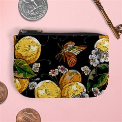 Embroidery Blossoming Lemons Butterfly Seamless Pattern Mini Coin Purse by Ket1n9