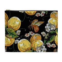 Embroidery Blossoming Lemons Butterfly Seamless Pattern Cosmetic Bag (xl) by Ket1n9