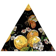 Embroidery Blossoming Lemons Butterfly Seamless Pattern Wooden Puzzle Triangle by Ket1n9