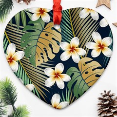 Seamless Pattern With Tropical Strelitzia Flowers Leaves Exotic Background Ornament (heart)