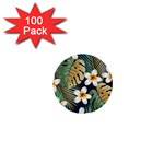 Seamless Pattern With Tropical Strelitzia Flowers Leaves Exotic Background 1  Mini Buttons (100 pack)  Front