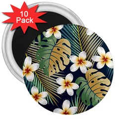 Seamless Pattern With Tropical Strelitzia Flowers Leaves Exotic Background 3  Magnets (10 Pack)  by Ket1n9