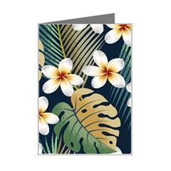 Seamless Pattern With Tropical Strelitzia Flowers Leaves Exotic Background Mini Greeting Card by Ket1n9